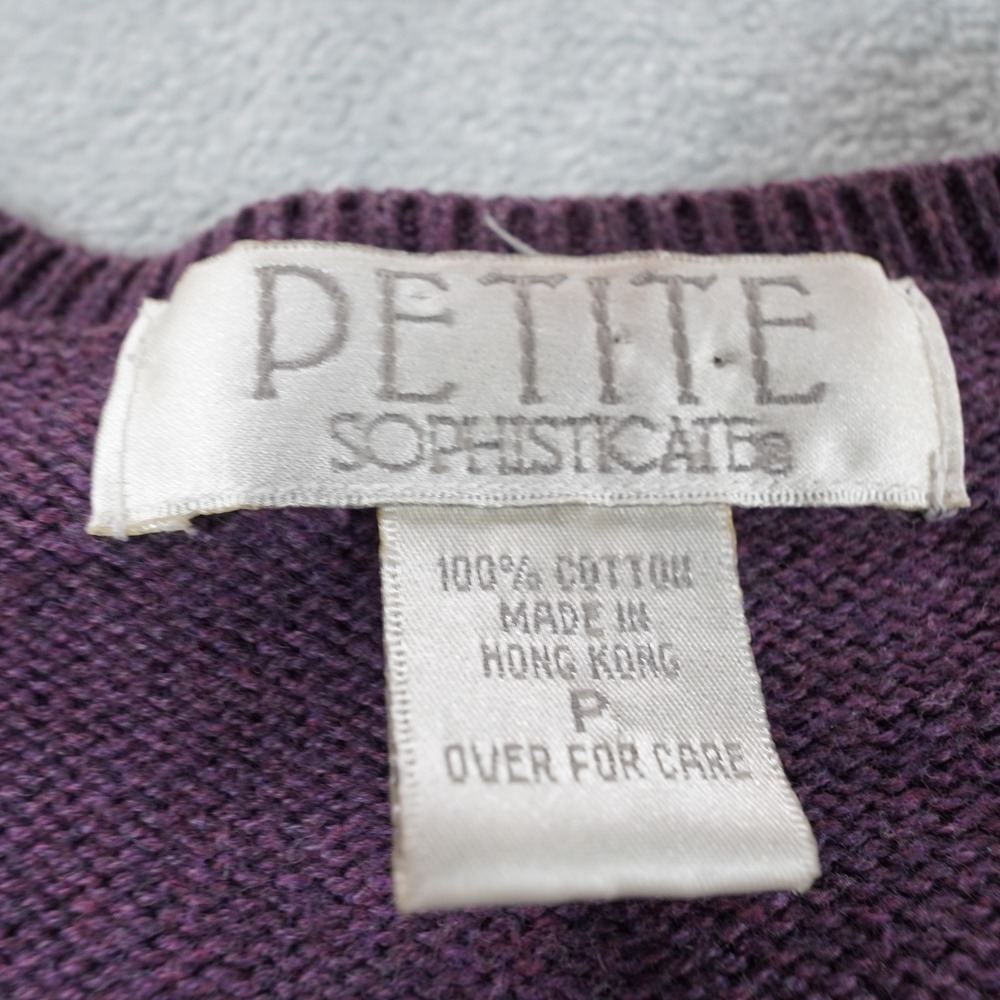 Vintage Embroidered Cardigan Sweater Petite XS Purple Cottagecore Whimsigoth Y2K - Picture 6 of 14